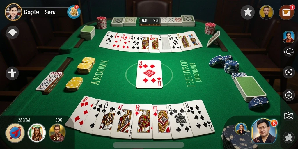 Screenshot utama A200M menampilkan gameplay seru dan interaksi pemain dalam permainan Gaple.