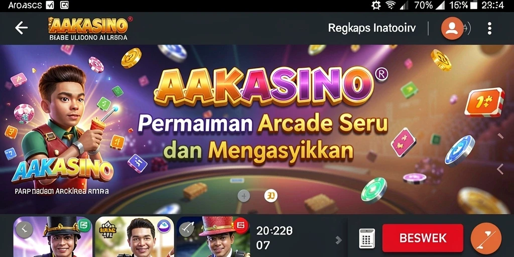 Screenshot utama AAKASINO menampilkan aksi seru dari permainan Arcade.