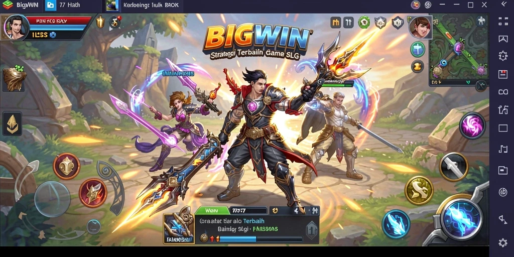 Tangkapan layar gameplay BIGWIN menampilkan pertempuran seru dalam strategi SLG.