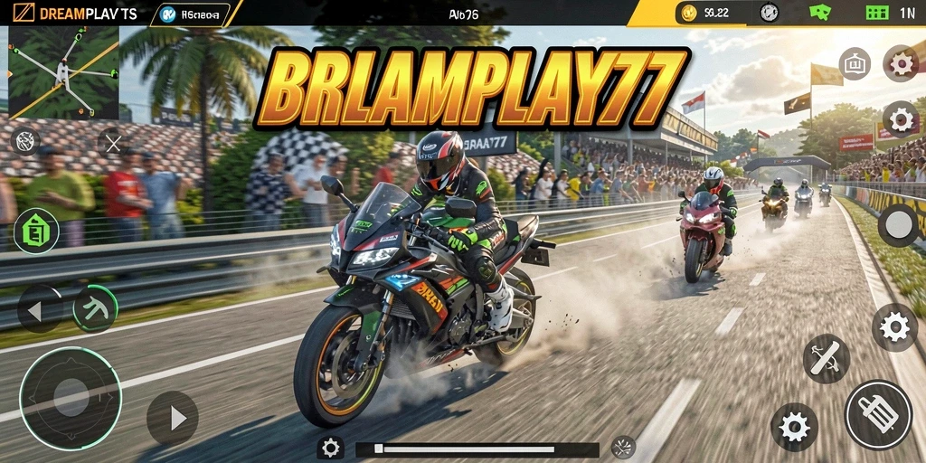 Tampilan gameplay balapan motor yang seru dan mendebarkan.