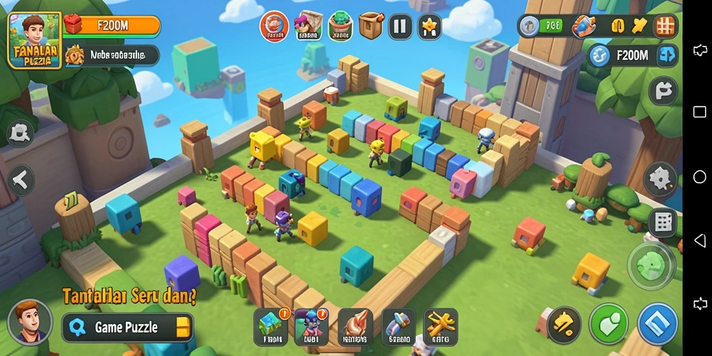 Tampilan gameplay F200M yang menampilkan tantangan Puzzle.