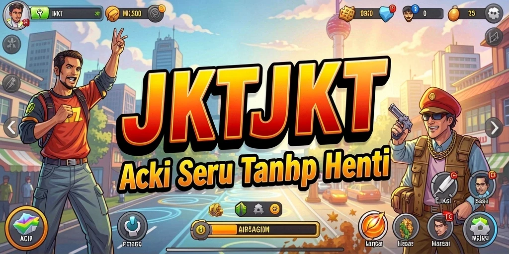 Tampilan aksi seru dengan karakter bertarung di JKTJKT.