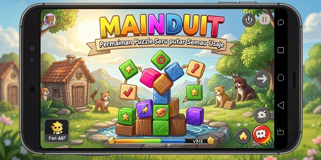 Tampilan gameplay seru dari MAINDUIT dengan teka-teki menarik.