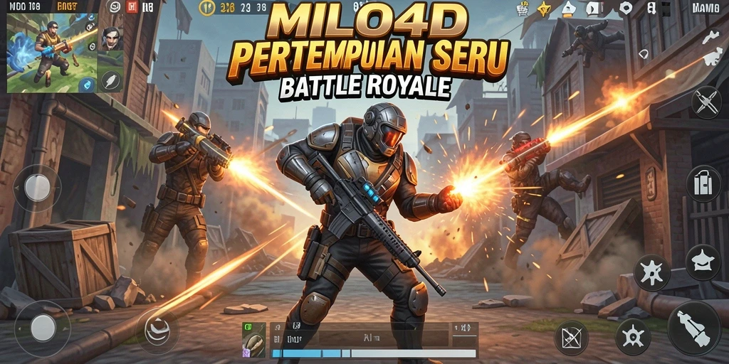 Screenshot gameplay seru dalam pertempuran Battle Royale.