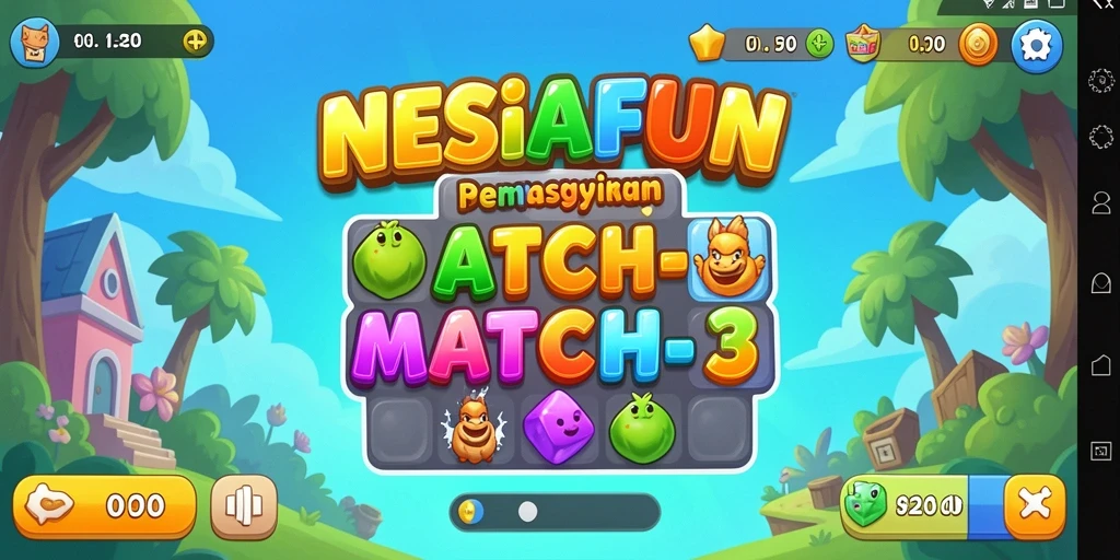 Gameplay seru NESIAFUN saat mencocokkan objek dalam Match-3.