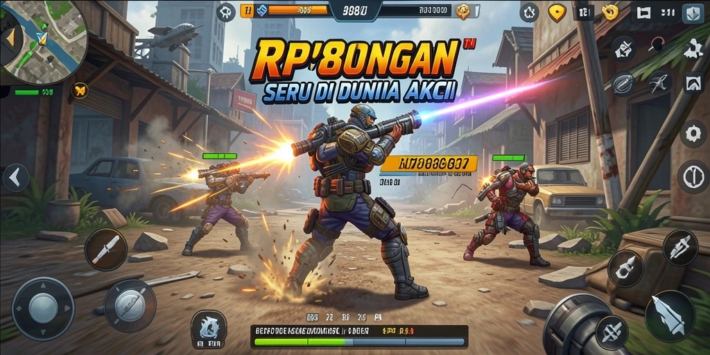 Screenshot RP8888 menampilkan karakter aksi dalam pertempuran seru.