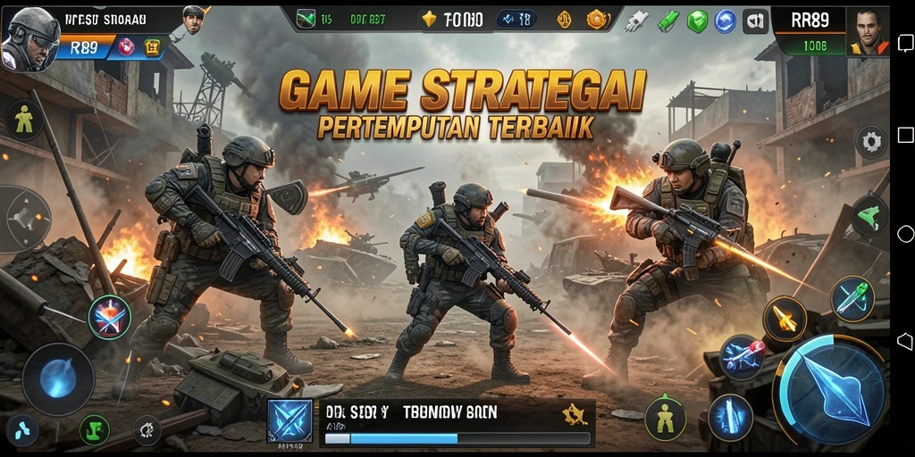 Screenshot gameplay RR89 yang menunjukkan pertempuran antar kerajaan.